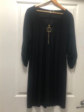 Tacera Womens Black Dress With Gold Accents Size Us/CA L